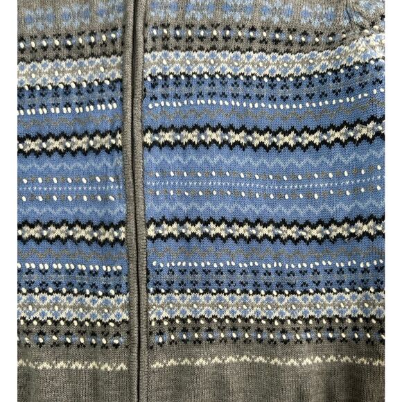 Vintage Talbots Women’s Gray Blue Fair Isle Wool Angora Knit Sweater Full Zip XL - Picture 3 of 9